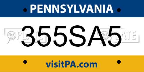 355SA5 Pennsylvania License Plate