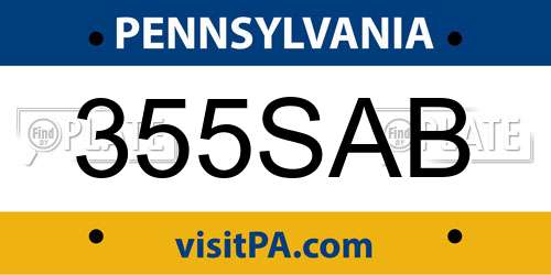 355SAB Pennsylvania License Plate