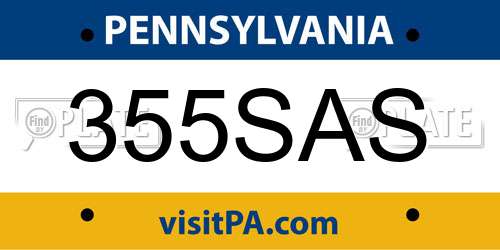 355SAS Pennsylvania License Plate
