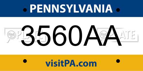 3560AA Pennsylvania License Plate