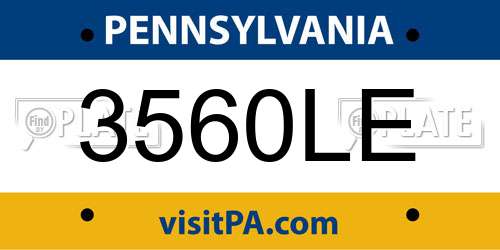 3560LE Pennsylvania License Plate
