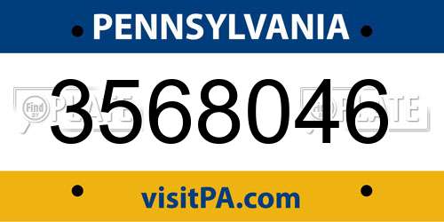 3568046 Pennsylvania License Plate