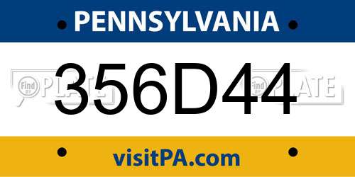 356D44 Pennsylvania License Plate