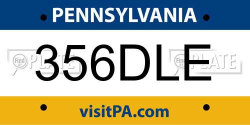 356DLE Pennsylvania License Plate