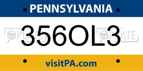 356OL3 Pennsylvania License Plate