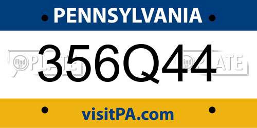356Q44 Pennsylvania License Plate