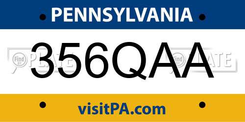356QAA Pennsylvania License Plate