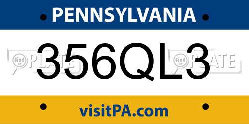 356QL3 Pennsylvania License Plate