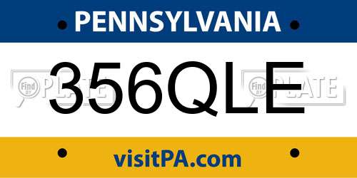 356QLE Pennsylvania License Plate
