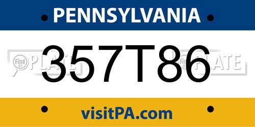 357T86 Pennsylvania License Plate