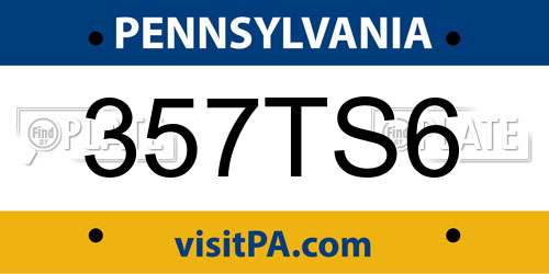 357TS6 Pennsylvania License Plate