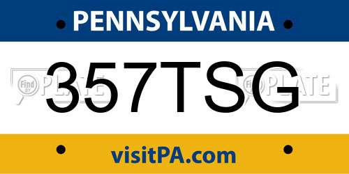 357TSG Pennsylvania License Plate