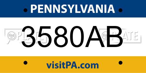 3580AB Pennsylvania License Plate