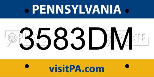 3583DM Pennsylvania License Plate