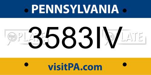 3583IV Pennsylvania License Plate