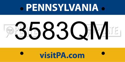 3583QM Pennsylvania License Plate