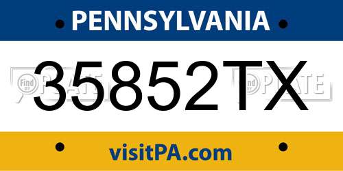 35852TX Pennsylvania License Plate