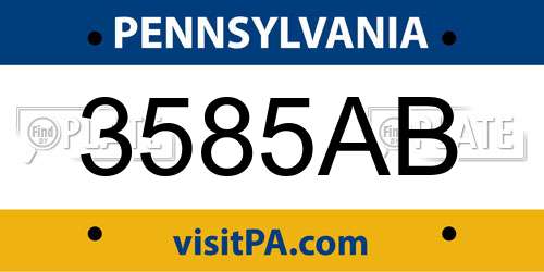 3585AB Pennsylvania License Plate