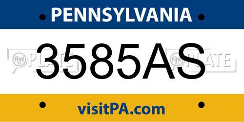 3585AS Pennsylvania License Plate