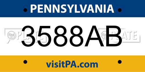3588AB Pennsylvania License Plate