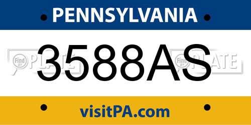 3588AS Pennsylvania License Plate