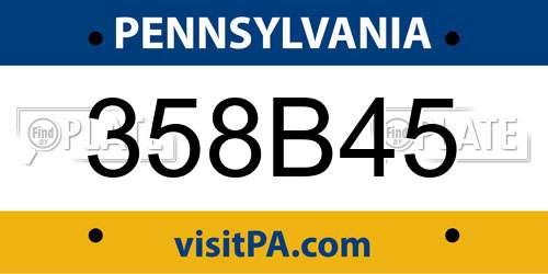 358B45 Pennsylvania License Plate
