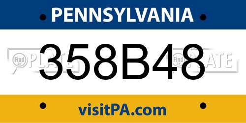 358B48 Pennsylvania License Plate