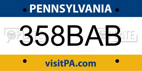 358BAB Pennsylvania License Plate