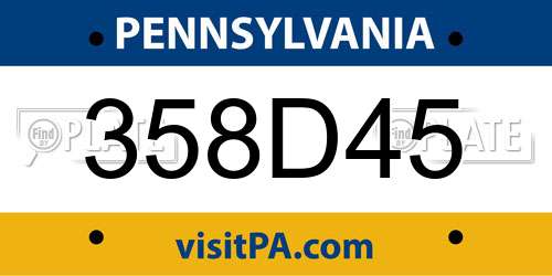 358D45 Pennsylvania License Plate
