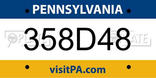 358D48 Pennsylvania License Plate