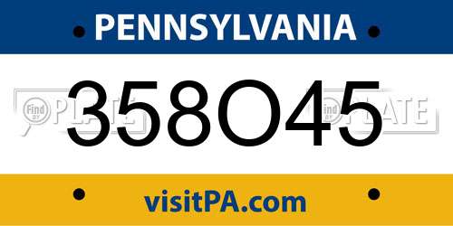 358O45 Pennsylvania License Plate