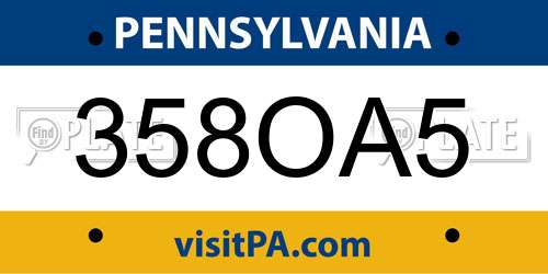 358OA5 Pennsylvania License Plate