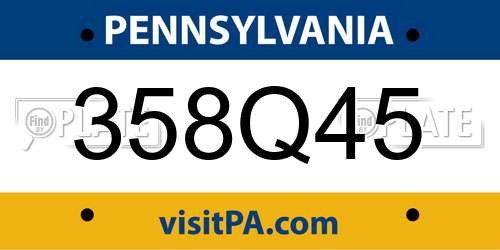 358Q45 Pennsylvania License Plate