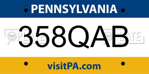 358QAB Pennsylvania License Plate