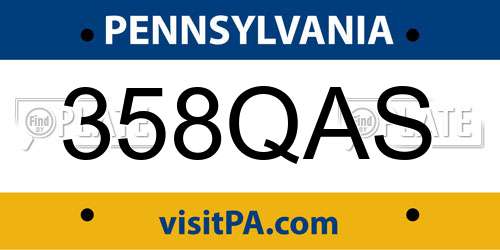 358QAS Pennsylvania License Plate