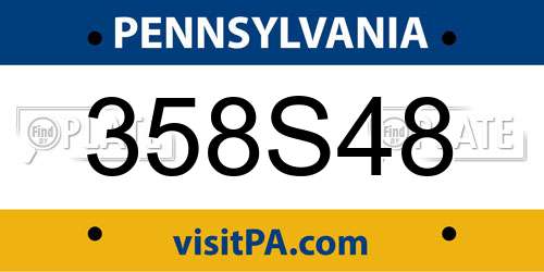 358S48 Pennsylvania License Plate