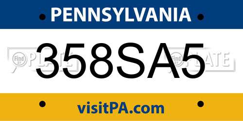 358SA5 Pennsylvania License Plate