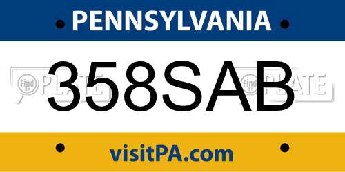 358SAB Pennsylvania License Plate