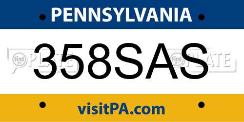 358SAS Pennsylvania License Plate