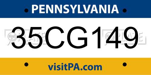 35CG149 Pennsylvania License Plate
