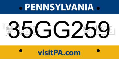 35GG259 Pennsylvania License Plate