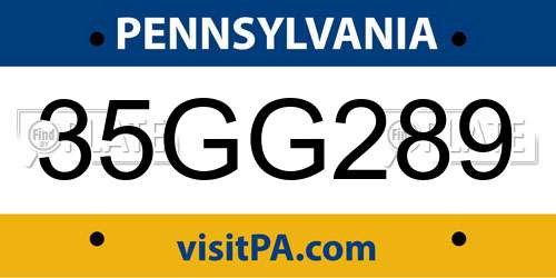 35GG289 Pennsylvania License Plate