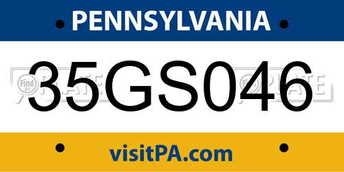 35GS046 Pennsylvania License Plate