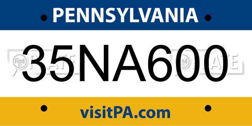 35NA600 Pennsylvania License Plate