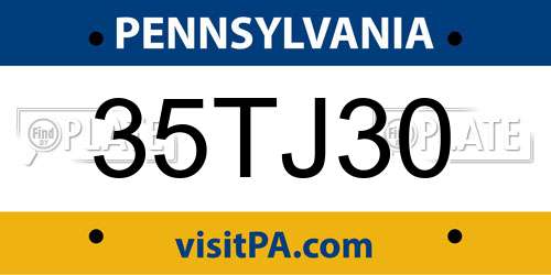 35TJ30 Pennsylvania License Plate