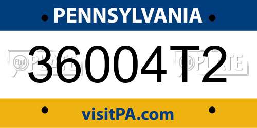 36004T2 Pennsylvania License Plate