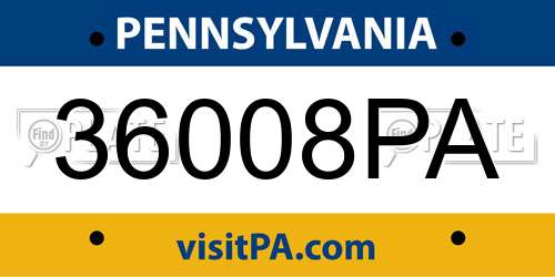 36008PA Pennsylvania License Plate