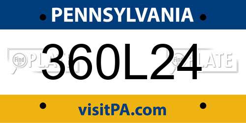 360L24 Pennsylvania License Plate
