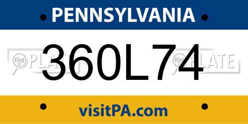360L74 Pennsylvania License Plate