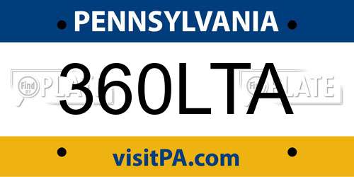 360LTA Pennsylvania License Plate